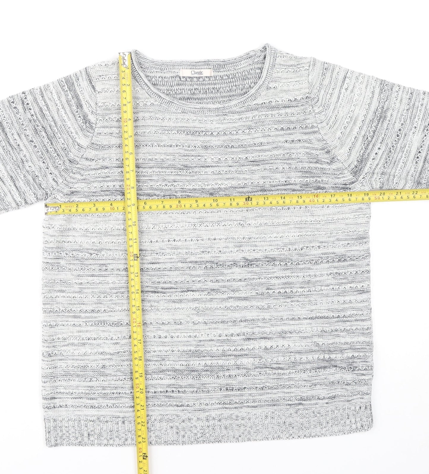 Marks and Spencer Women’s Grey Striped Pullover Jumper Size 16