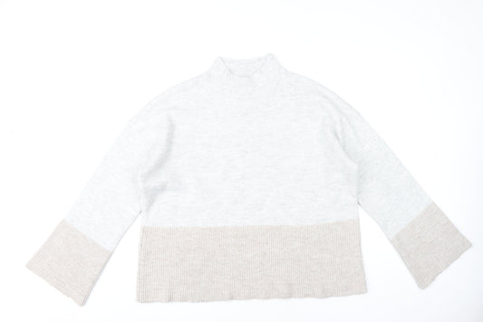 Very Womens Grey Beige Mock Neck Pullover Jumper Size 14