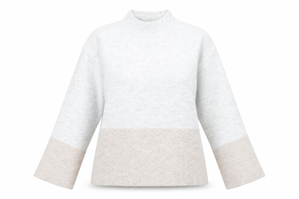 Very Womens Grey Beige Mock Neck Pullover Jumper Size 14