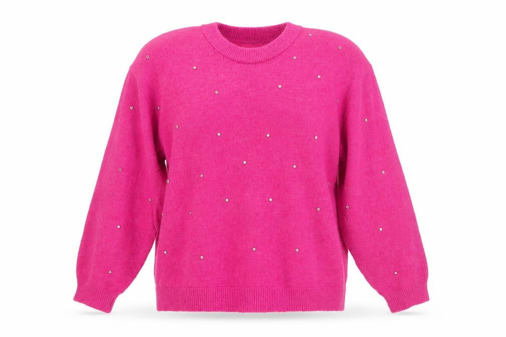 H&M Women’s Pink Beaded Crew Neck Pullover Jumper Size 12