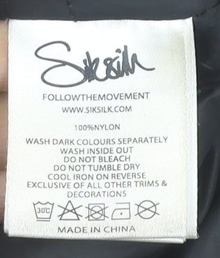 SikSilk Men’s Black Nylon Puffer Jacket Hooded Size M Casual Winter