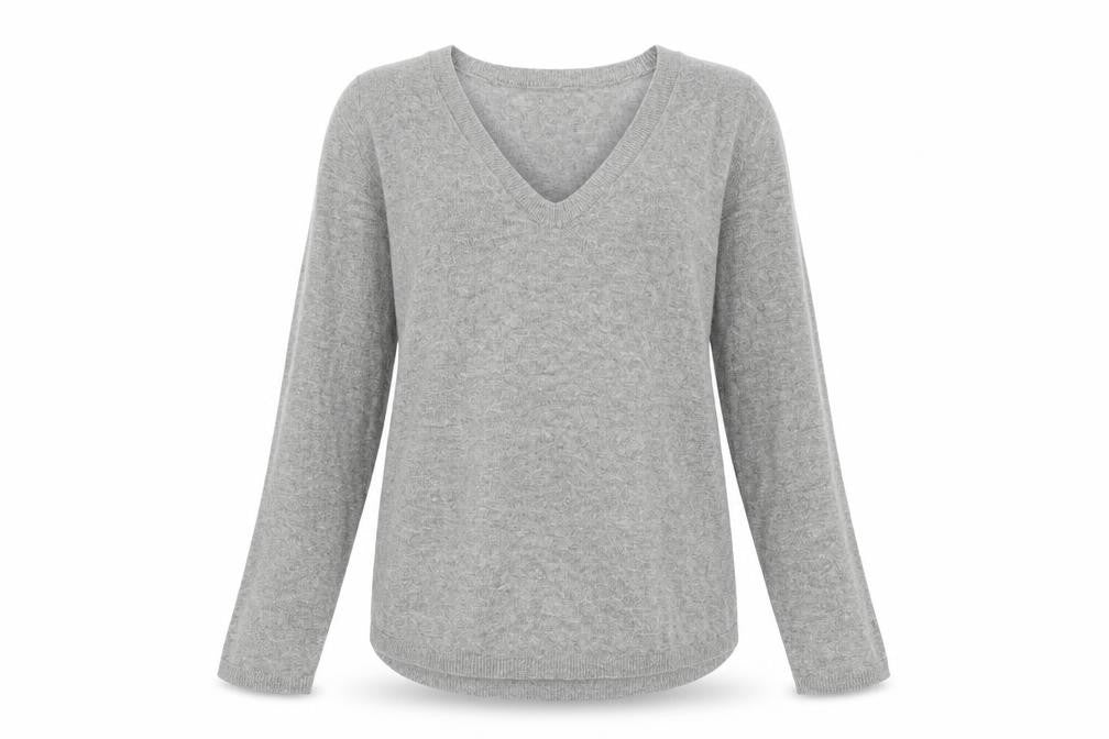 H&M Women’s Grey V-Neck Pullover Jumper XS Regular Fit
