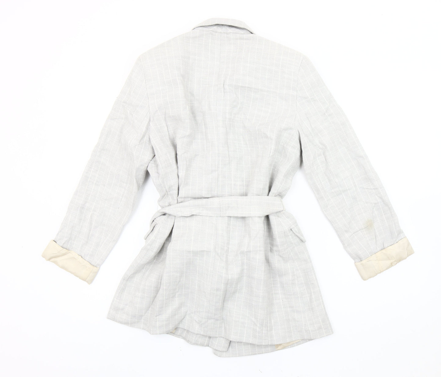 Topshop Women’s Grey Check Cotton Belted Blazer Jacket UK 10