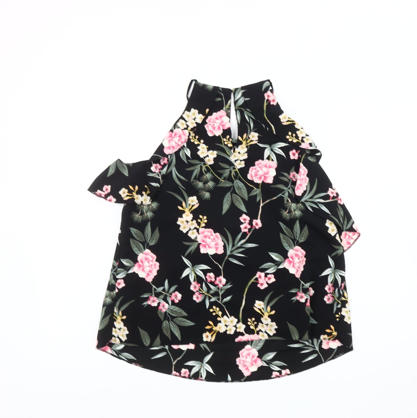 New Look Womens Black Floral Halter Camisole Top Size 12