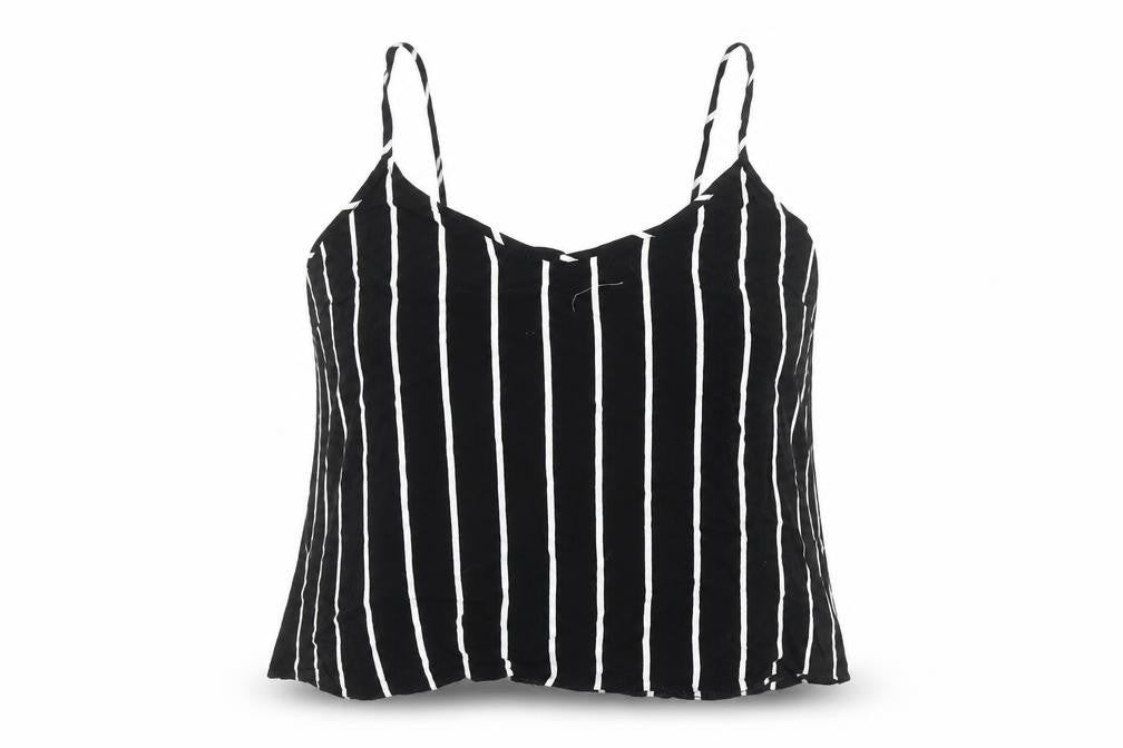Front view of ASOS Women’s Black Striped Viscose Camisole Tank UK 12