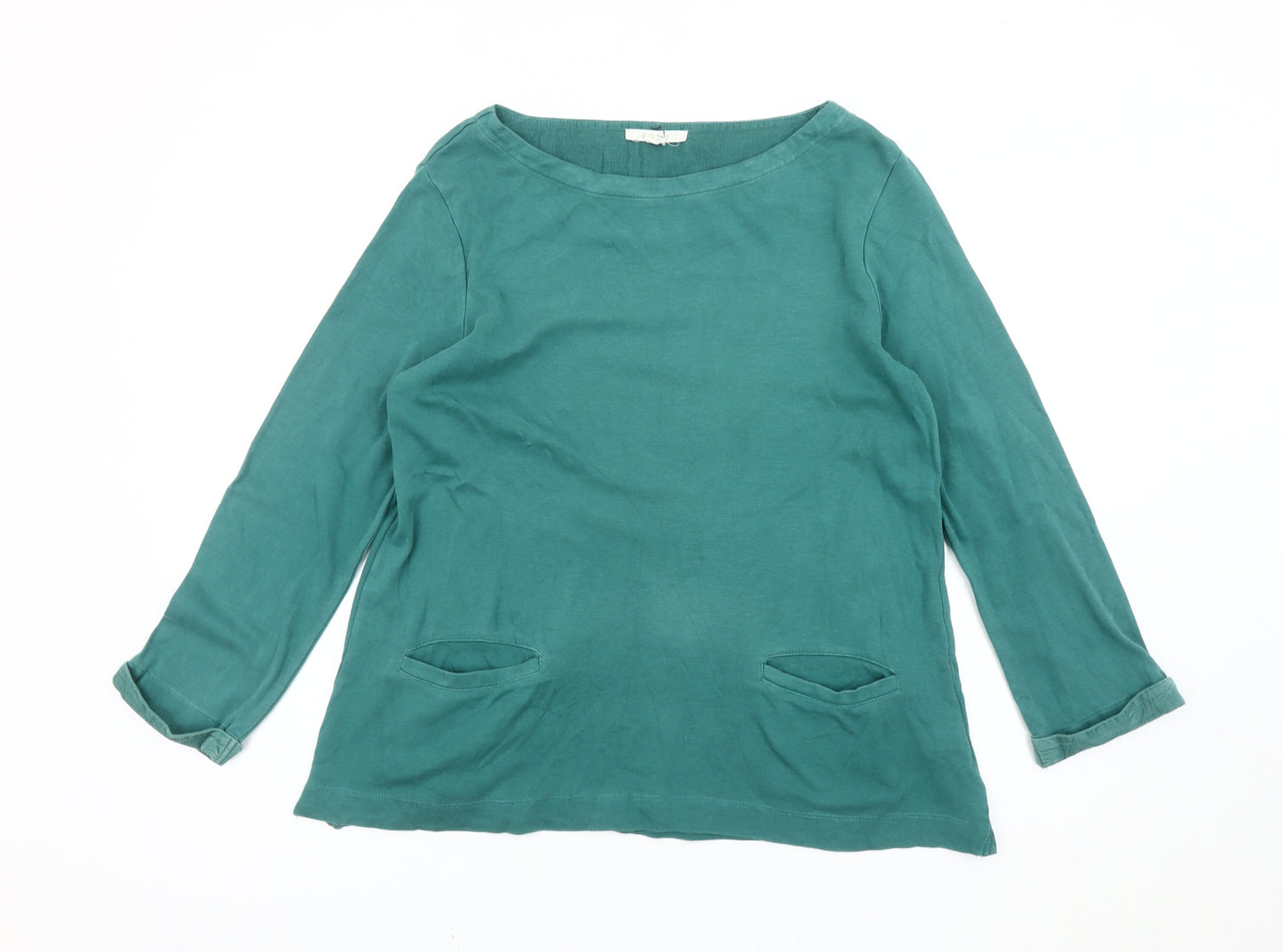 White Stuff Women Green Cotton Tunic Blouse UK 12 Long Sleeve