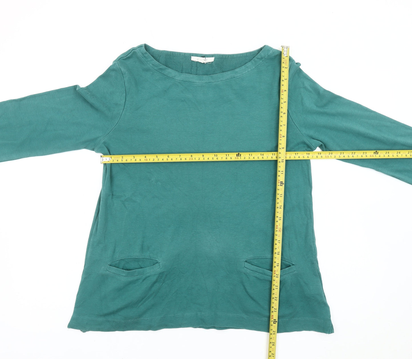 White Stuff Women Green Cotton Tunic Blouse UK 12 Long Sleeve