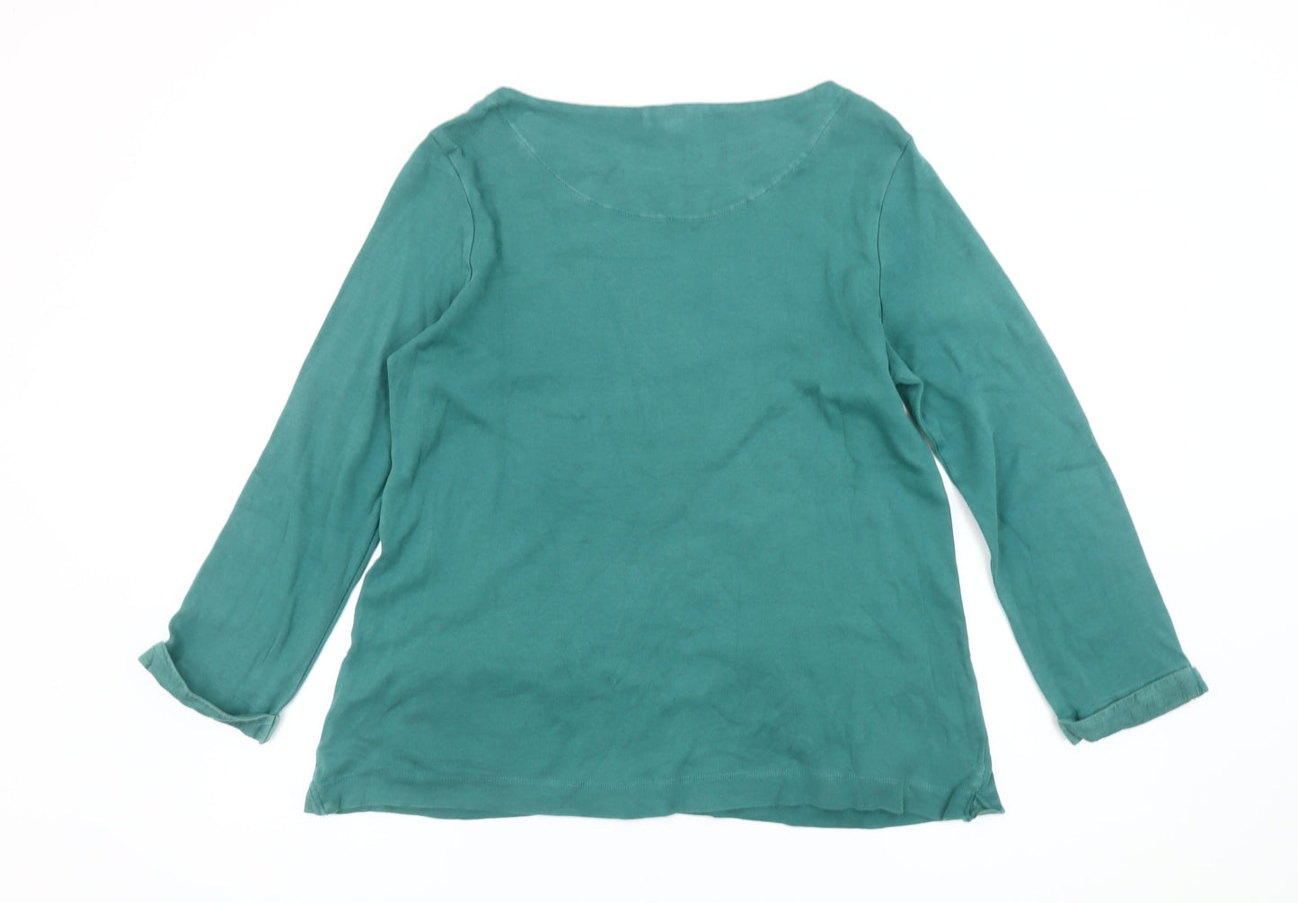 White Stuff Women Green Cotton Tunic Blouse UK 12 Long Sleeve
