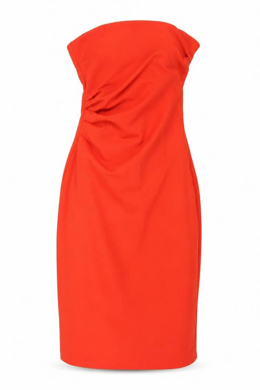 H&M Women’s Red Strapless Bodycon Ruched Knee Length Dress Size 12