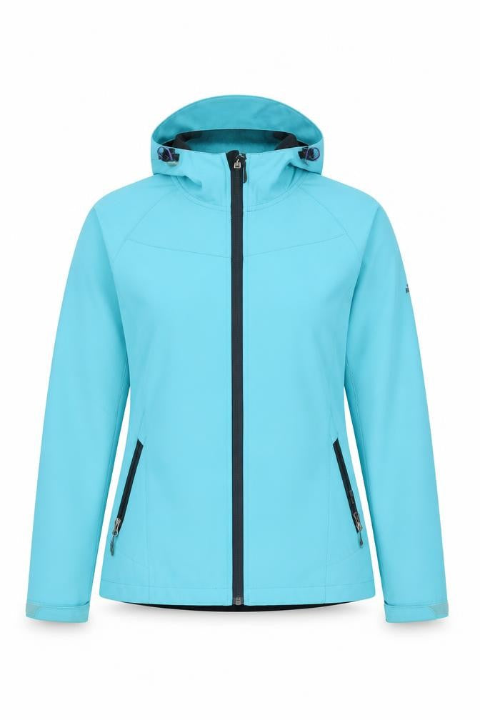 McKINLEY Womens Blue Softshell Jacket Size 14 Hooded Waterproof