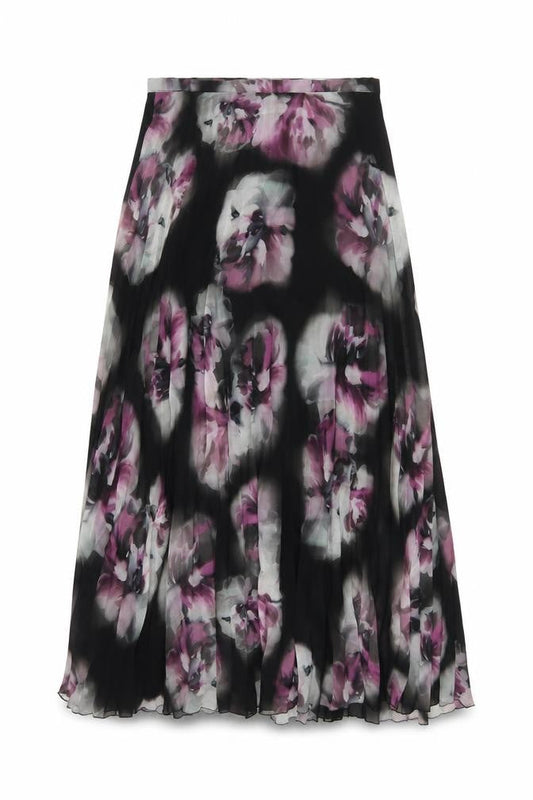 Monsoon Women’s Black Floral Pleated Midi Skirt Size 8