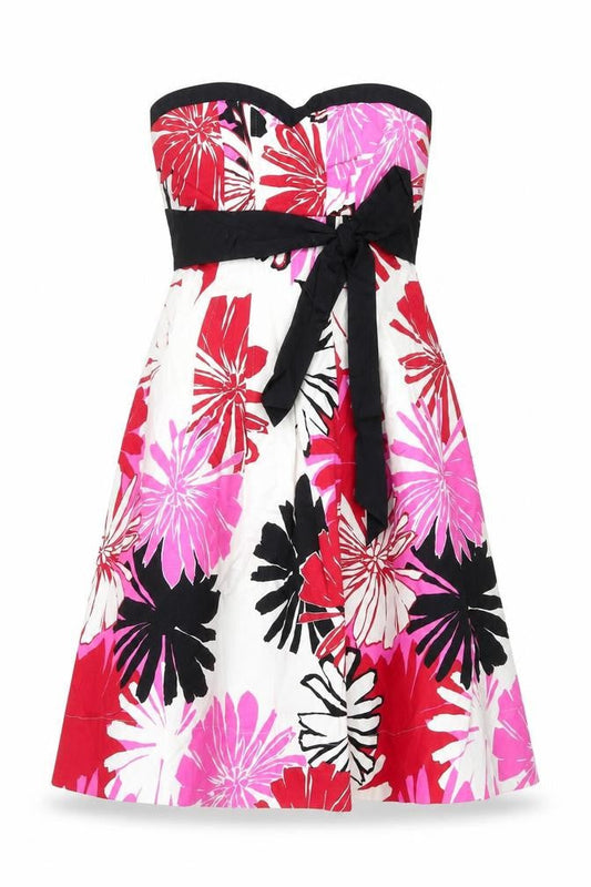 Warehouse Women’s Multicoloured Floral A-Line Strapless Dress Size 10
