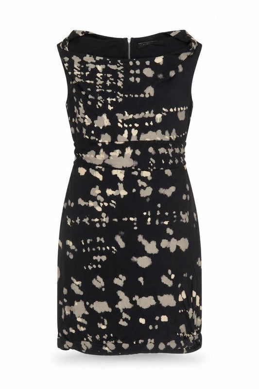 Sandwich Womens Black Beige Animal Print Sheath Dress M Cowl Neck Sleeveless
