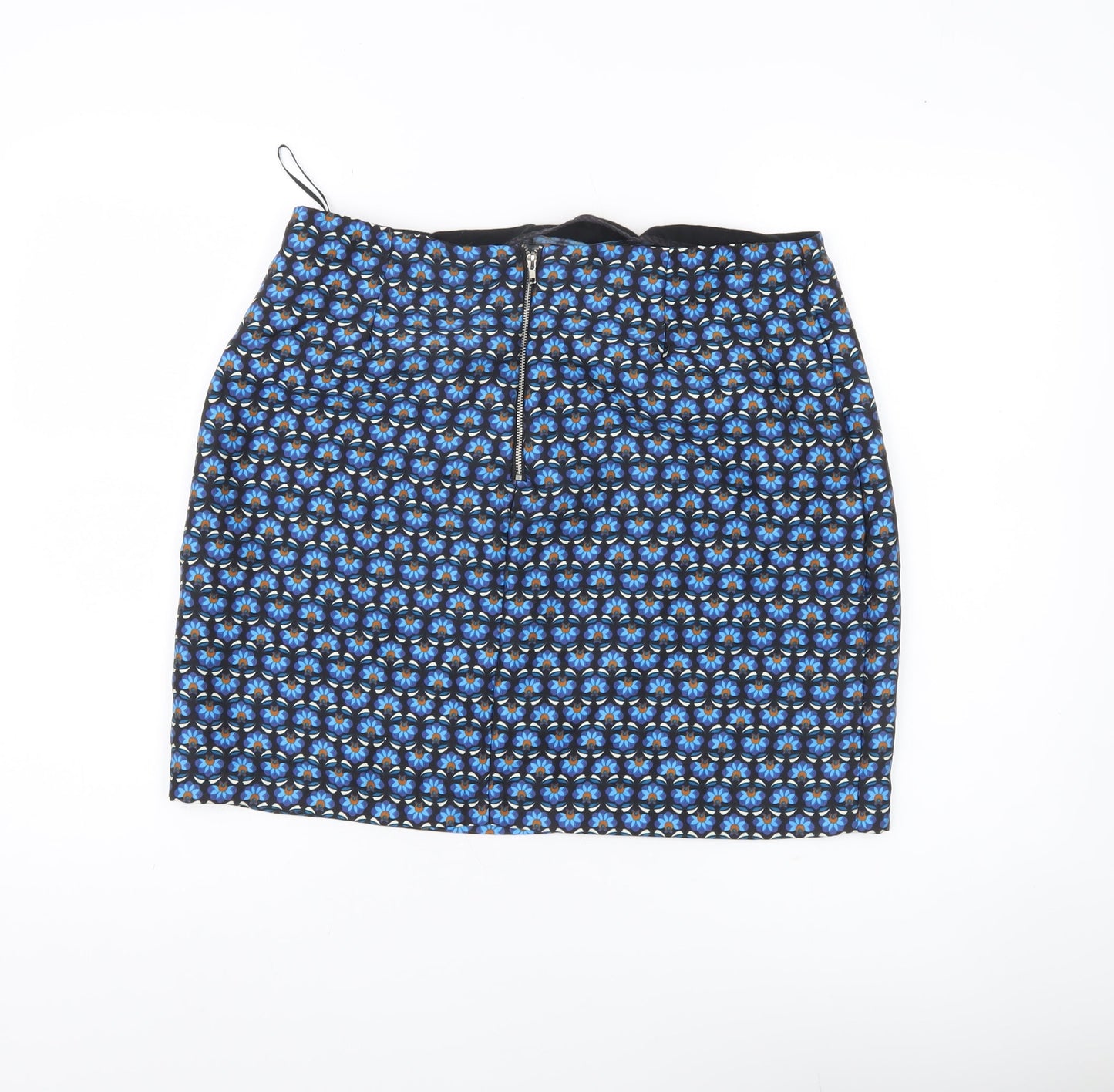 Louche Womens Blue Floral Pencil Skirt Size 2XL Knee Length Retro