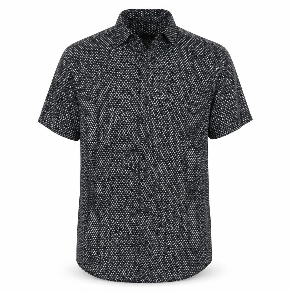 Jack & Jones Men’s Black Geometric Viscose Button-Up Shirt Size L