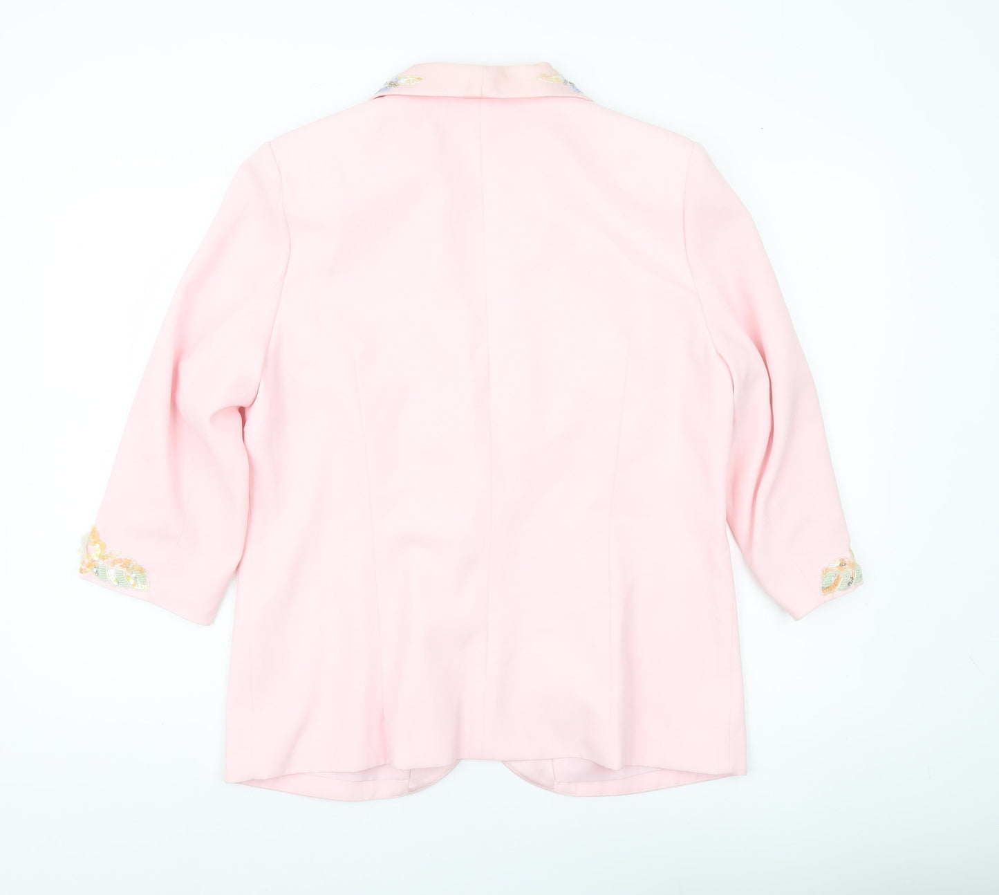 Together Women's Pink Embellished Shawl Lapel Blazer Size 18