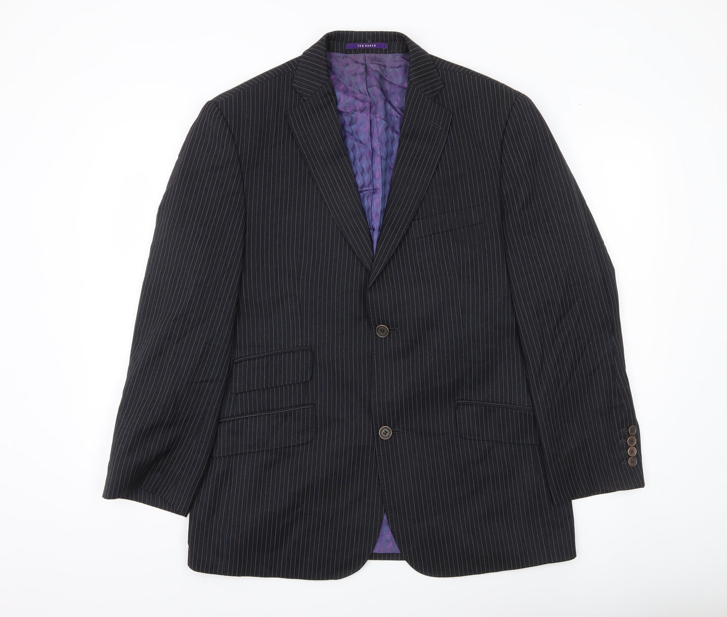 Ted Baker Endurance Men Black Pinstripe Wool Jacket 40S