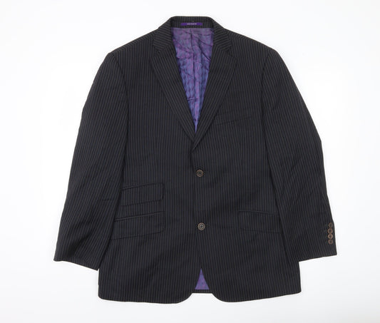 Ted Baker Endurance Men Black Pinstripe Wool Jacket 40S