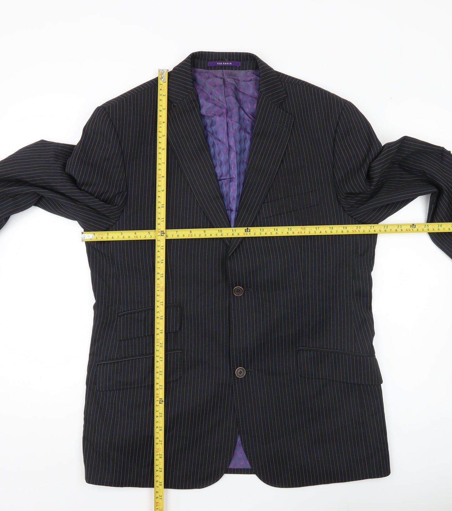 Ted Baker Endurance Men Black Pinstripe Wool Jacket 40S