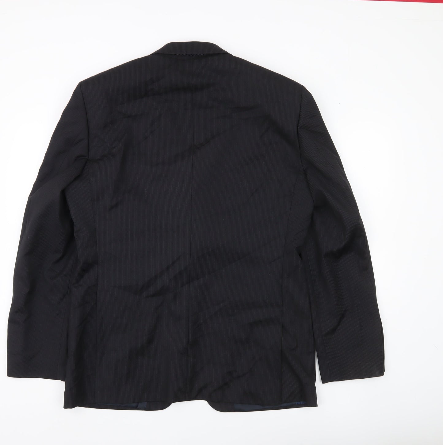 Next Italia Men's Black Wool Pinstripe Blazer Jacket 40R