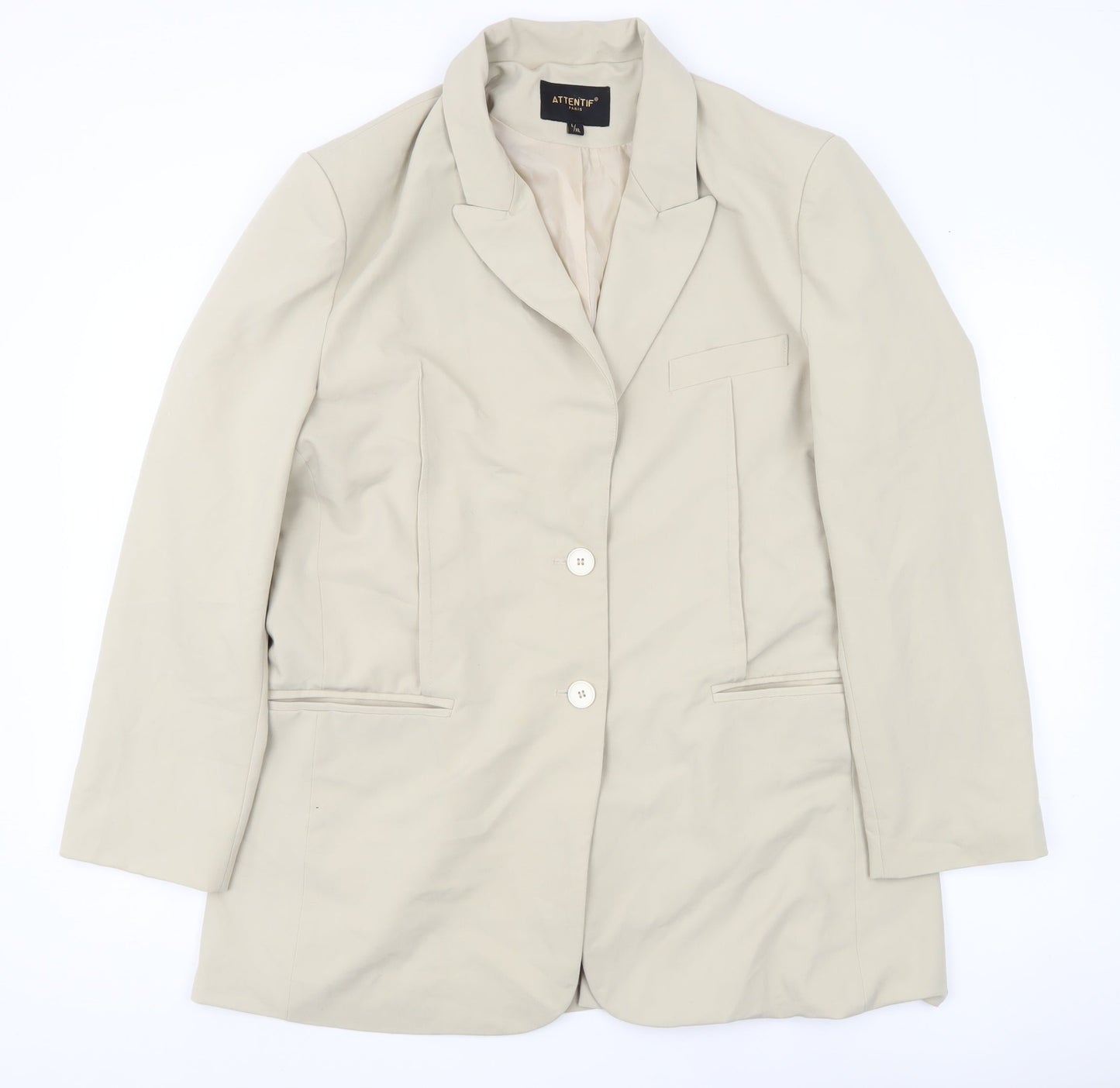 Attentif Paris Men Beige Blazer Jacket L/XL Single Breasted