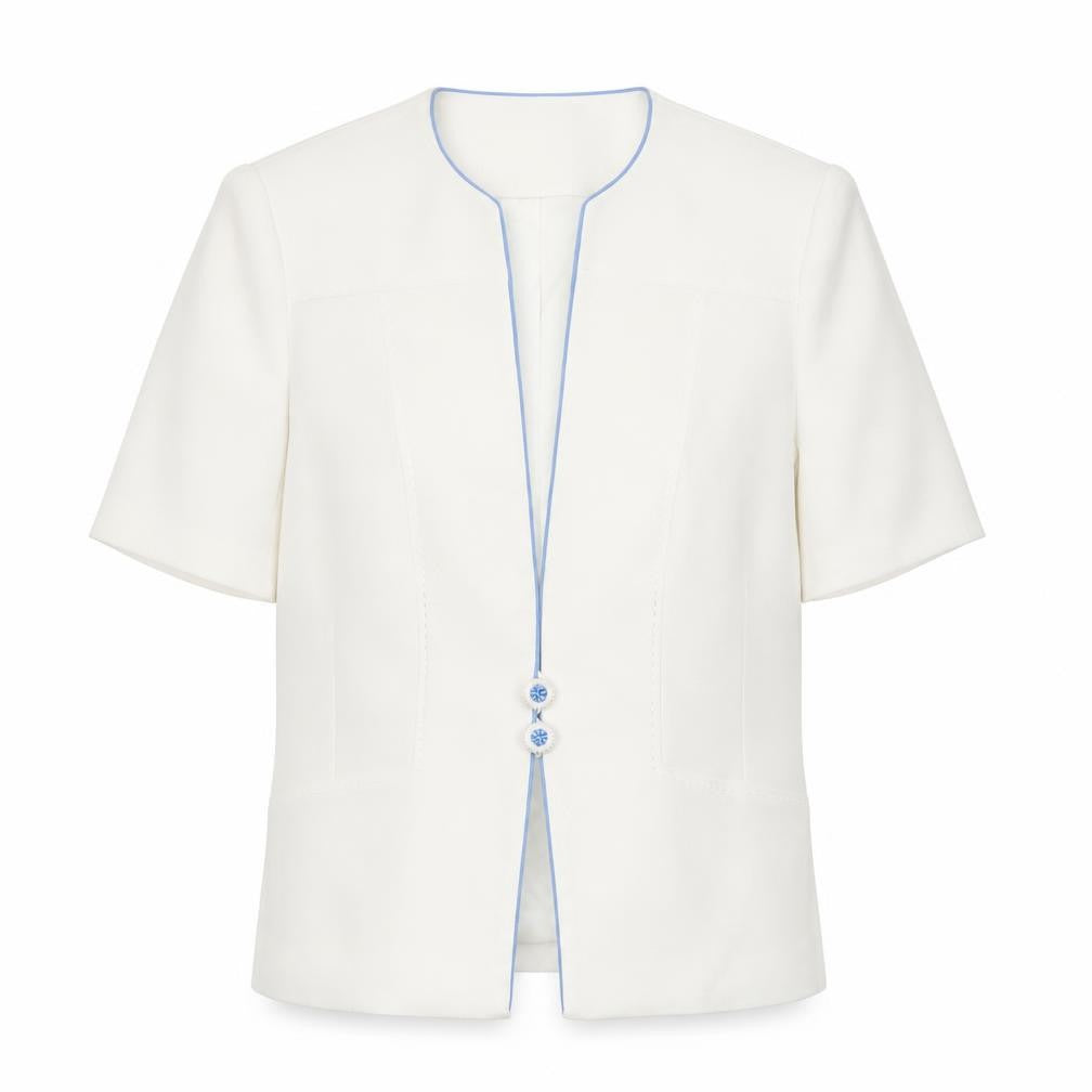 Jacques Vert Women Ivory Suit Jacket UK 10 Short Sleeve Formal Lined