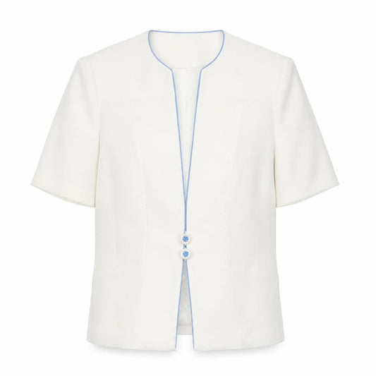 Jacques Vert Women Ivory Suit Jacket UK 10 Short Sleeve Formal Lined