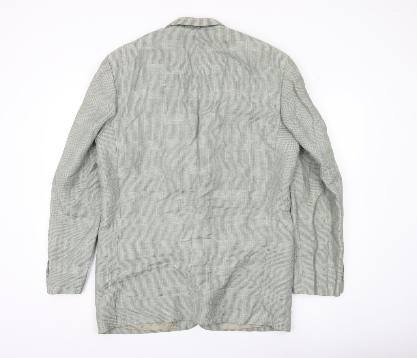 Principles Men Grey Linen Blend Blazer Jacket 40L Classic Check
