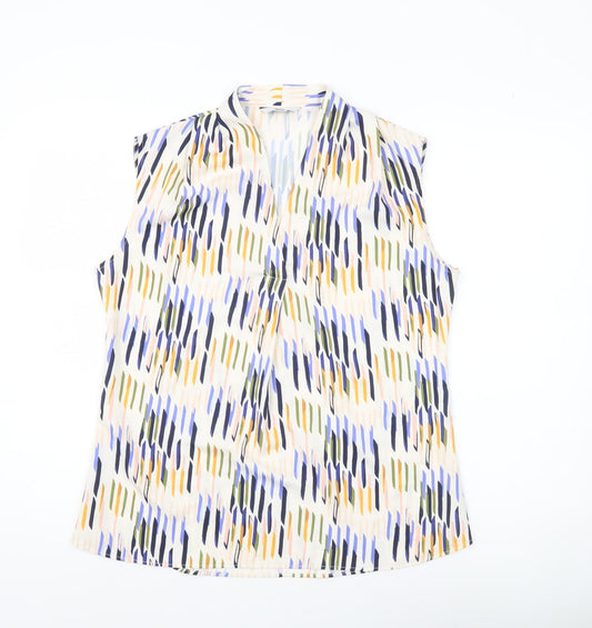 Simon Jersey Womens Multicoloured V-Neck Sleeveless Blouse Size 12