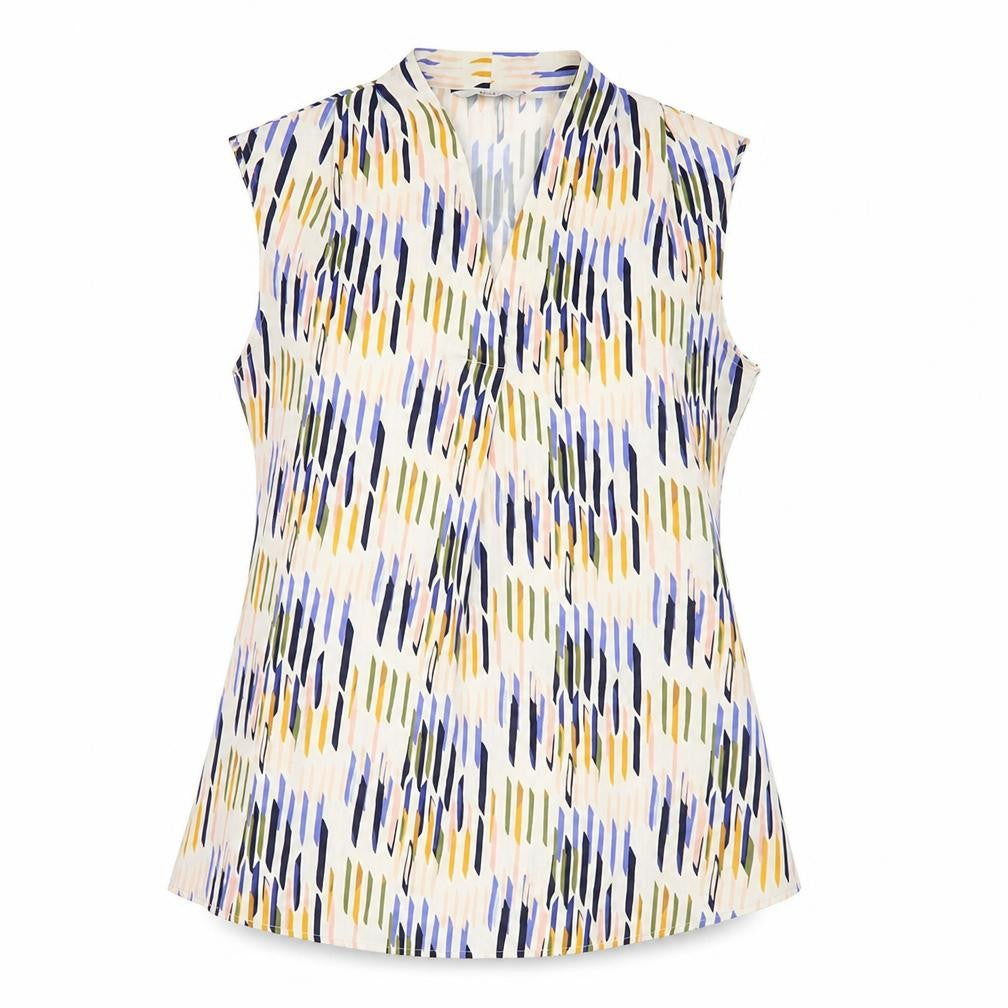Simon Jersey Womens Multicoloured V-Neck Sleeveless Blouse Size 12
