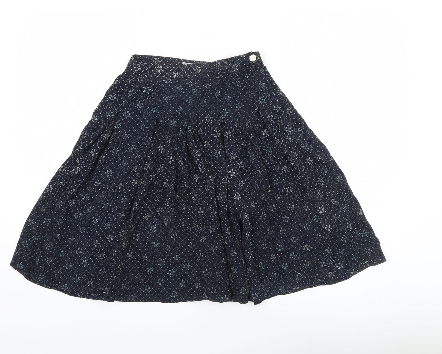 Jaeger Women’s Blue Floral Silk A-Line Knee Length Skirt Size 10