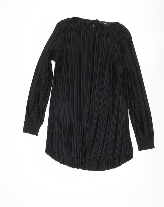 Next Women’s Black Pleated Tunic Blouse Size 10 Long Sleeve