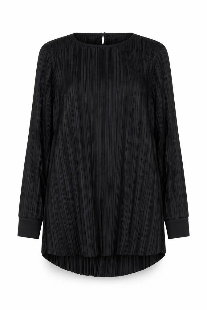 Next Women’s Black Pleated Tunic Blouse Size 10 Long Sleeve