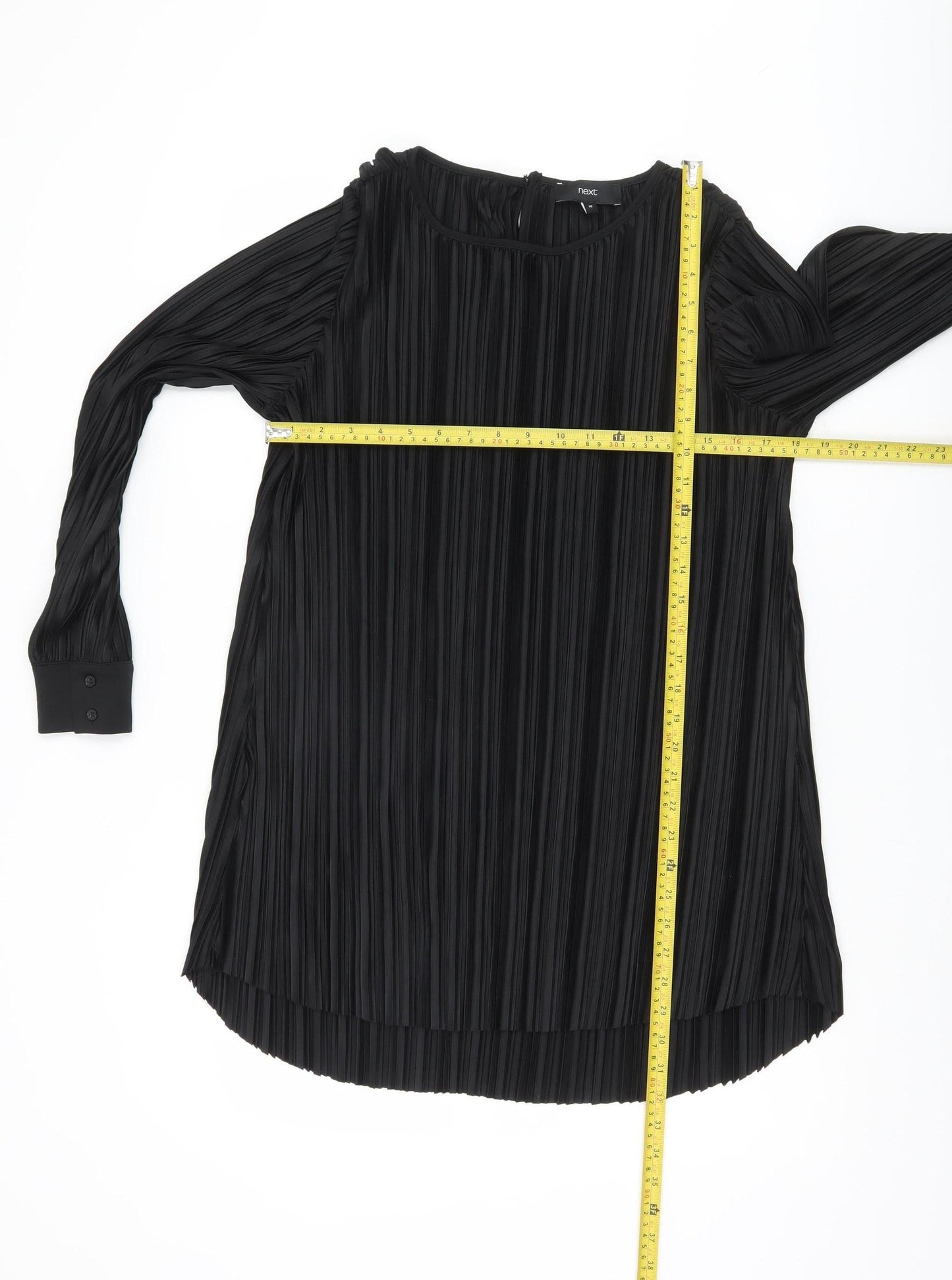 Next Women’s Black Pleated Tunic Blouse Size 10 Long Sleeve