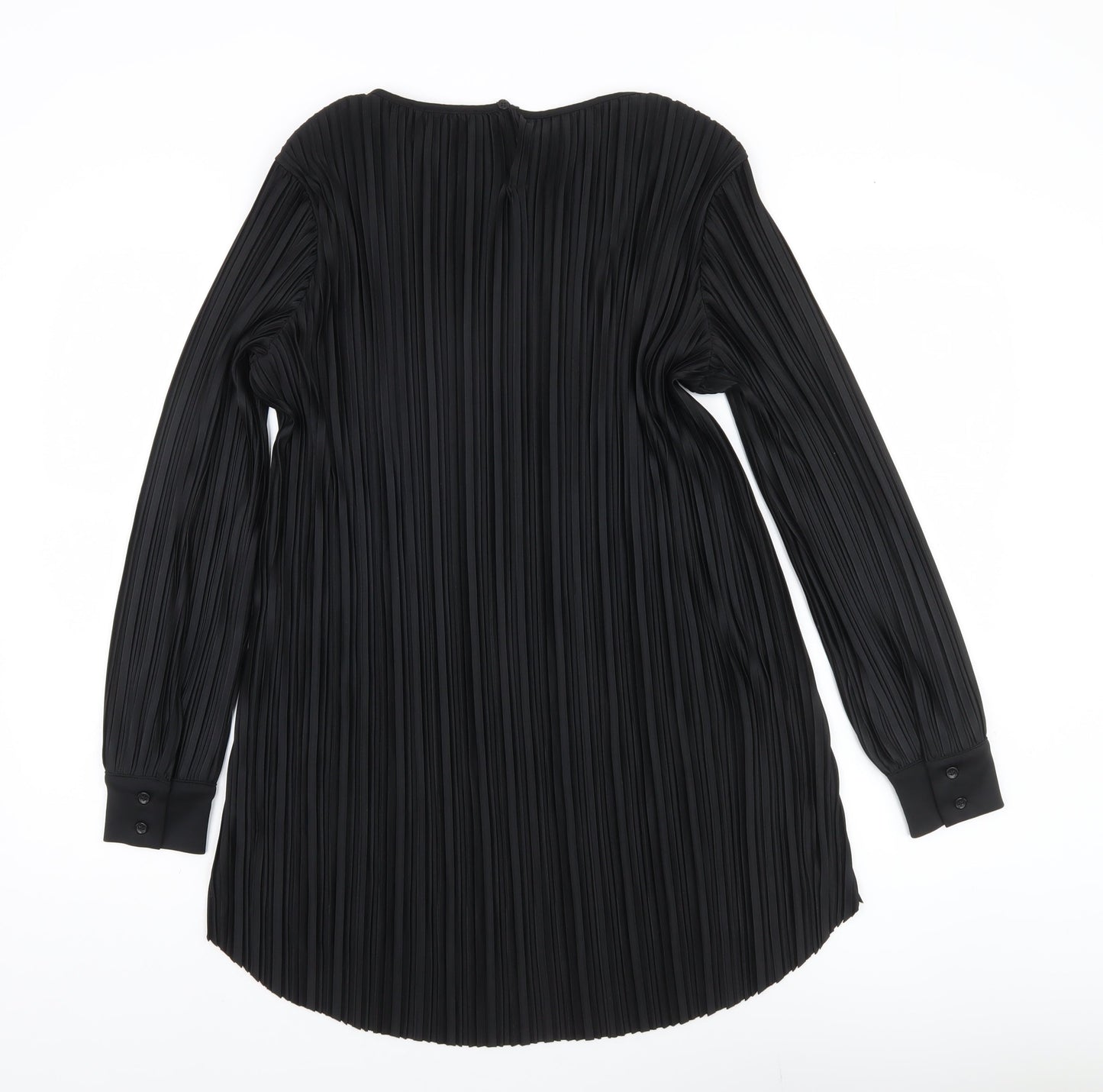 Next Women’s Black Pleated Tunic Blouse Size 10 Long Sleeve