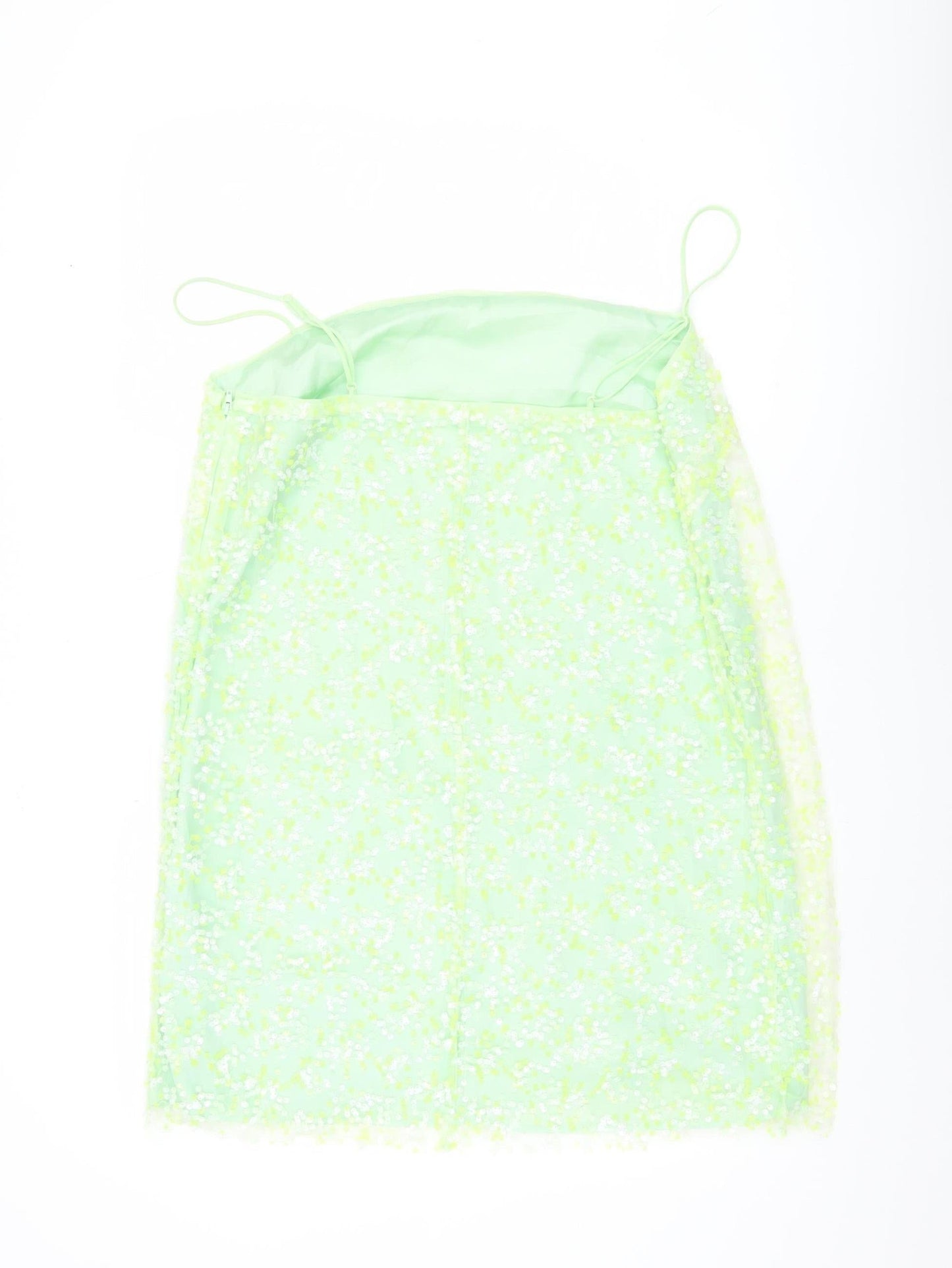 H&M Women’s Green Floral Slip Mini Dress Size 14 Summer Casual