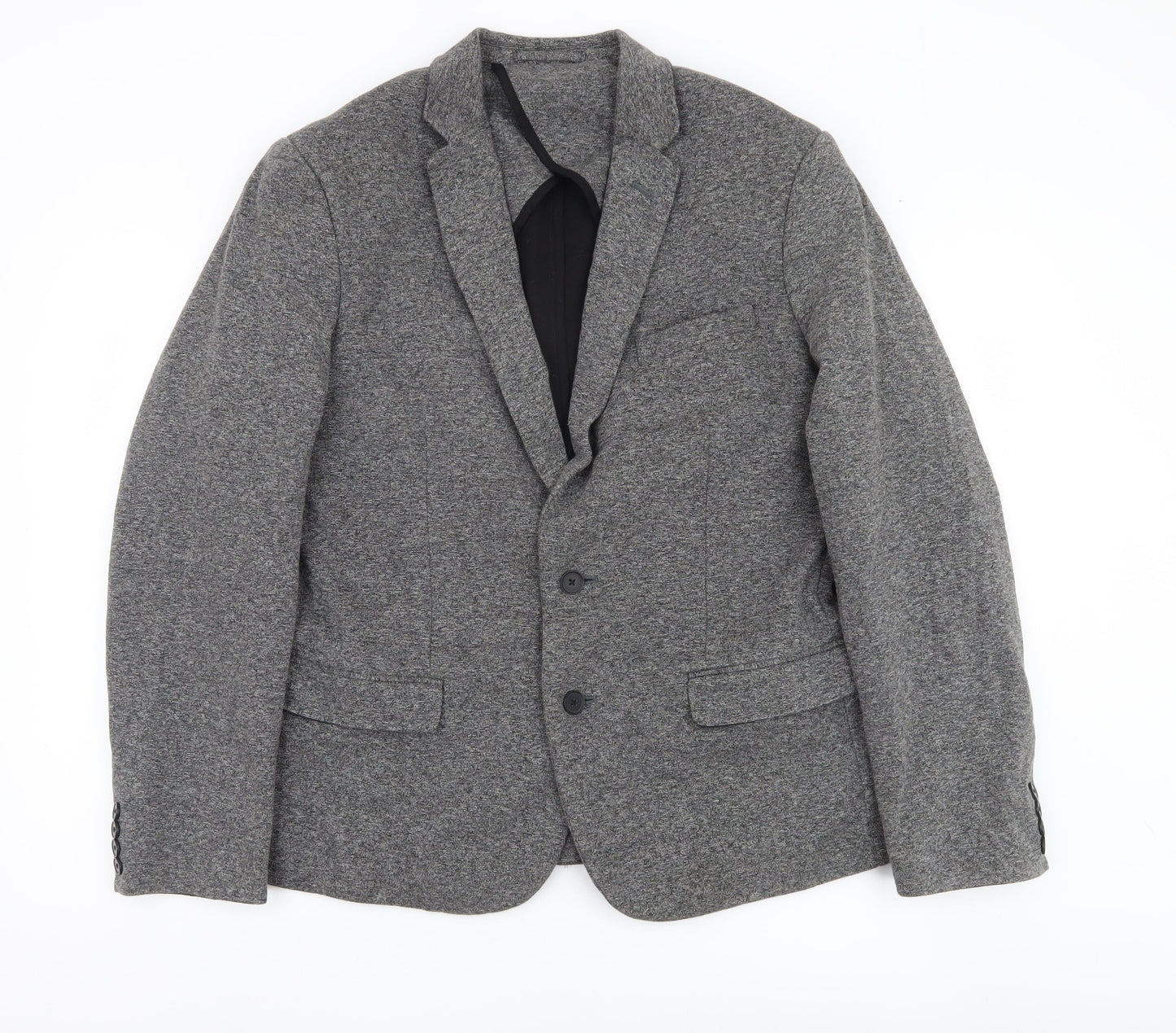 New Look Men Grey Blazer Jacket 42R Regular Fit Notch Lapel