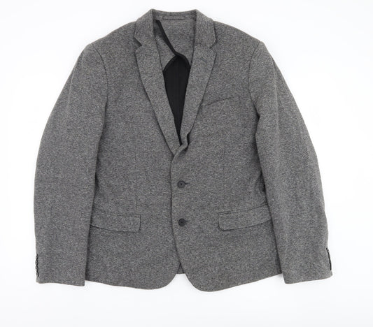 New Look Men Grey Blazer Jacket 42R Regular Fit Notch Lapel