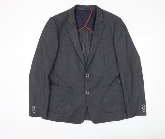 River Island Men’s Grey Blazer Jacket UK 42 Regular Fit Formal
