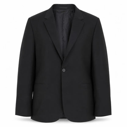 Front view of ASOS Design Men's Black 44R Blazer Jacket Regular Fit One Button