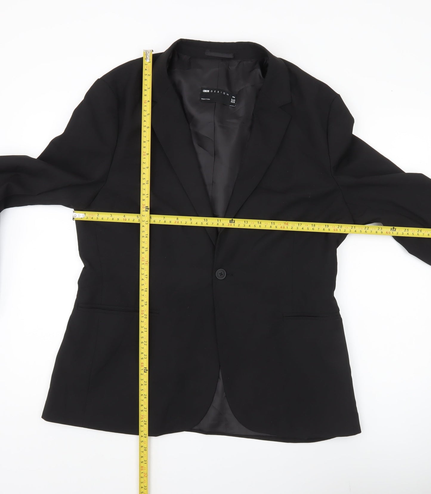 ASOS Design Men's Black 44R Blazer Jacket Regular Fit One Button