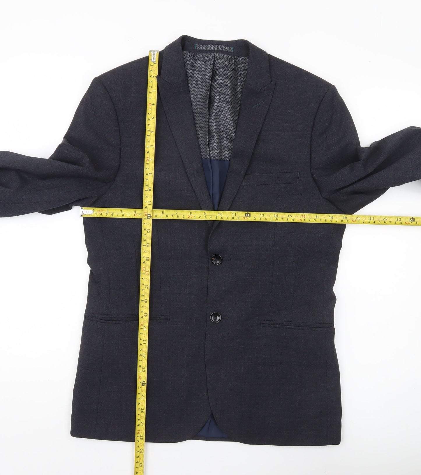 Marks and Spencer Men’s Grey Wool Blend Suit Jacket 38 Chest