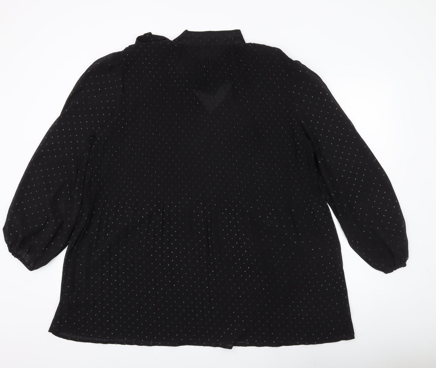 Monsoon Women’s Black Polka Dot Tunic Blouse Size L Long Sleeve