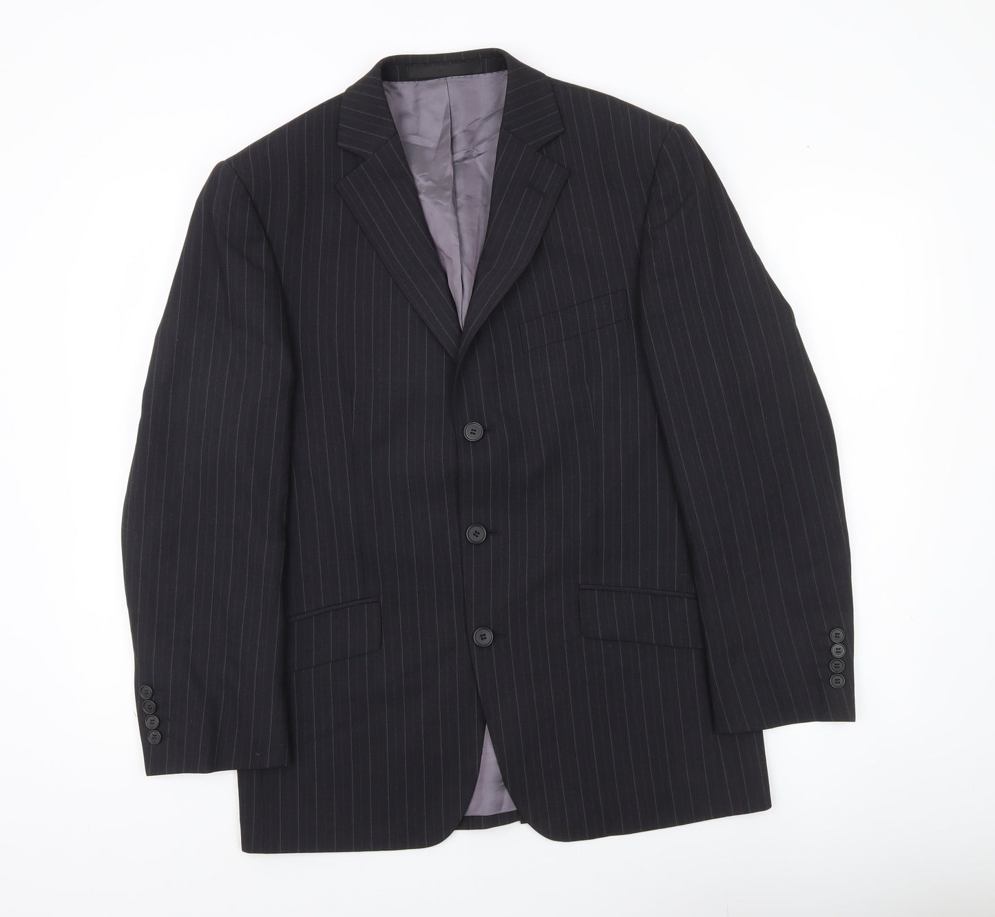 Marks and Spencer Men’s Grey Pinstripe Wool Blazer Jacket 38S