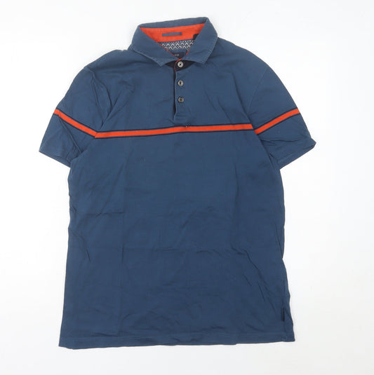 Ted Baker Men's Blue Polo Shirt Size M Cotton Short Sleeve