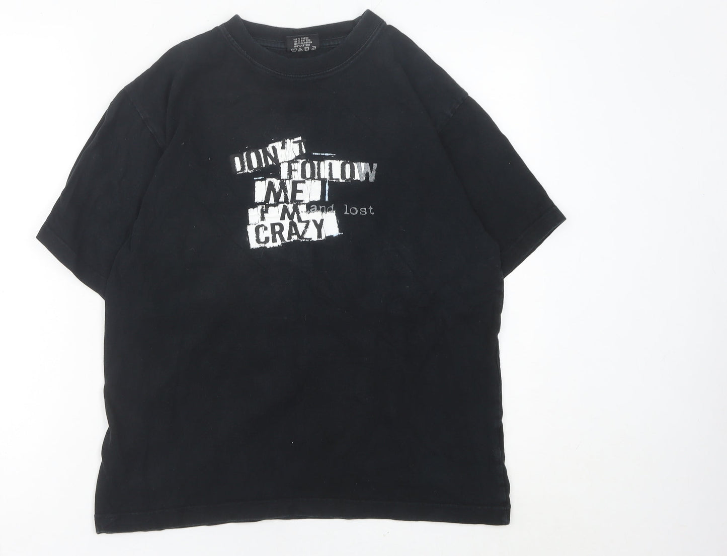 Spirit Womens Black Graphic Cotton T-Shirt Size S Casual Funny Quote