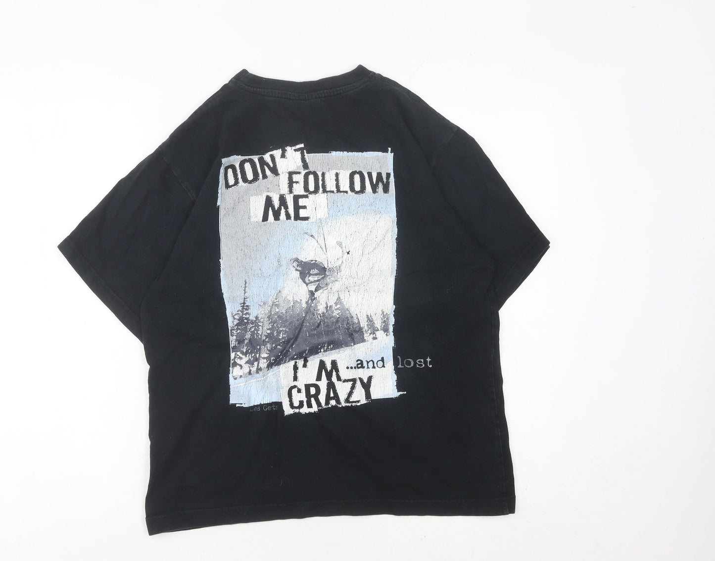 Spirit Womens Black Graphic Cotton T-Shirt Size S Casual Funny Quote