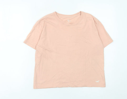 Hollister Womens Pink XS Basic Cotton Crew Neck Short Sleeve T-Shirt
