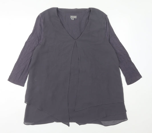 Phase Eight Womens Grey Size 12 Tunic Blouse V-Neck 3/4 Sleeve
