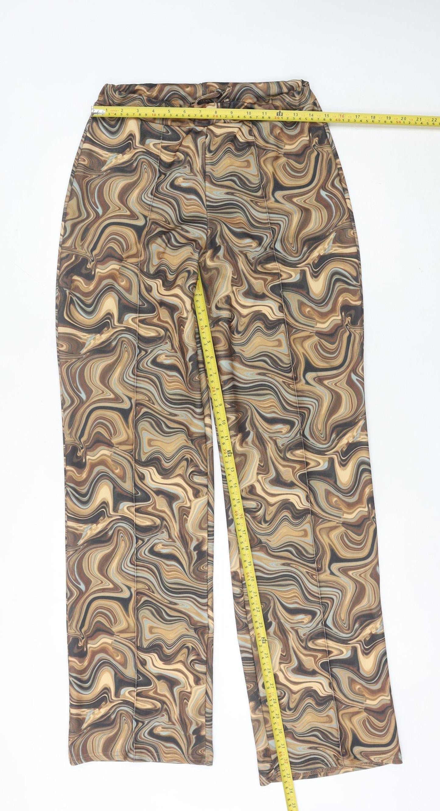 PrettyLittleThing Womens Multicoloured Slim Fit Straight Trousers Size 12
